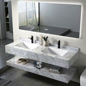 Lavabo Doble de Lujo 50-58 con Acabado Brillante de Piedra Sinterizada, Diseño Moderno Rústico, Resistente al Agua para Exteriores, Hogar, <span class=keywords><strong>Bar</strong></span> y Baño - Product Image 4