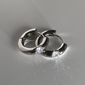 Fashion Geometric Round Zircon Hoop Earrings For Women Girl Korean <b>Minimalist</b> Huggie Punk Earring Female <b>Jewelry</b> Gift - Product Image 5