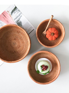 Cestino di frutta in Rattan ciotole cestino portaoggetti per pane fatto a mano ciotola da portata per Snack porta frutta rotonda organizzatore di cibo in <span class=keywords><strong>vimini</strong></span> - Product Image 3