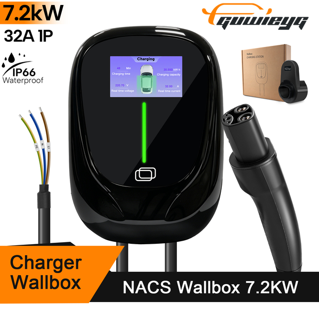 New GUWIEYG 7KW NACS EV Wall Charger Smart Level 2 Charging Station with RFID APP WiFi for