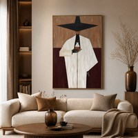Peinture sur toile abstraite minimaliste grand format, silhouette humaine moderne, art mural fait main, décoration intérieure nordique sans cadre