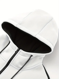 Dropshipping Trajes de bloque de color para hombre-Chaqueta informal transpirable con cremallera con capucha y pantalones de chándal con Cordón-Primavera - Product Image 6