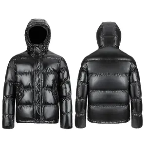 Men's Winter Shiny Jacket PU Waterproof Warm Thick Puffer Bubble Padding Jacket For Alike MEN