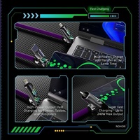 Câble de charge USB-A/USB-C en silicone liquide 4-en-1 personnalisé 240W avec lumière RGB respirante et charge rapide PD pour iPhone et MacBook