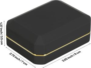 2026 Fashion Luxury Black Color OEM ODM Custom Brand Logo Square Hinge Closure LED01B Valentine's Day <strong>Jewelry</strong> <strong>Box</strong> Necklace Boxes - Product Image 2