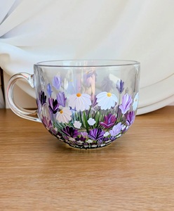 Set <span class=keywords><strong>de</strong></span> regalo empresarial: Taza <span class=keywords><strong>de</strong></span> cristal personalizada con texto pintado a mano, nombre y flor <span class=keywords><strong>de</strong></span> nacimiento, diseño <span class=keywords><strong>de</strong></span> madreselva, regalo <span class=keywords><strong>de</strong></span> cumpleaños moderno <span class=keywords><strong>de</strong></span> doble pared. - Product Image 2
