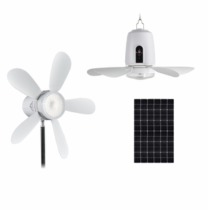 พัดลมโซลาร์ LED กลางแจ้ง 12W ลดราคาพิเศษ 2-in-1 พัดลมโซลาร์แบบพกพา แขวนได้ ตั้งได้ พร้อมรีโมท - Product Image 1