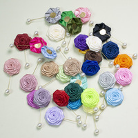 Perle coréenne Rose alliage plaqué or broche longue aiguille Corsage collier broche costume robe accessoires