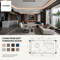 Servicios de Personalización de Diseño de Interiores Postmodernos Ecológicos de Alta Gama para Salas de Estar Residenciales