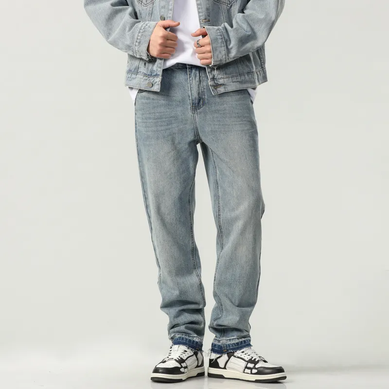 WMJ-011 nóng bán tùy chỉnh denim quần mid-eo thời trang dạo phố xếp chồng lên nhau jeans mẫu làm việc jeans cho nam giới
