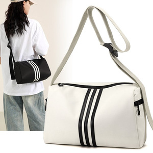 Yoga Gym Bag Horizontal Square White Black Waterproof Zipper Closure Unisex Casual Sports Shoulder Bag Everyday Outfits - Product Image 1