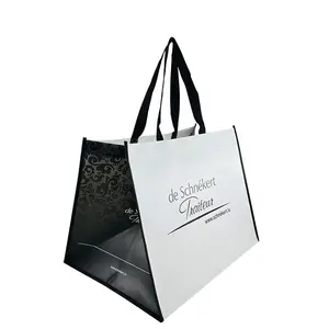 Eco Custom Logo Printed Reusable Extra-Wide Non Woven Fabric Carry Tote Bag Grocery Shopping Bags