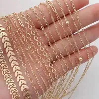 Cadena de Latón chapado en oro de 14K para fabricación de joyas, cadenas doradas a granel