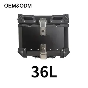 Custom 36L Aluminum Top Case Motorbike Sliver Black Aluminum Rear Tail Box Alloy Top Box Motorcycle Storage Luggage Box