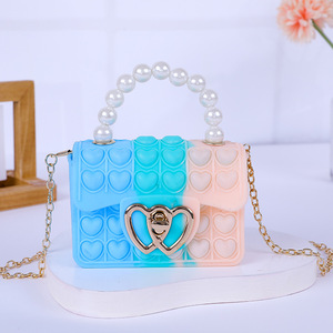 Sac à main en silicone mignon pour petites filles, couleur bonbon, avec bulles anti-stress, sac bandoulière, porte-monnaie pour enfants, sac à main portable avec bouton - Product Image 4