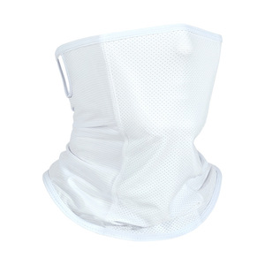 Cycling Mask Neck Protector Mesh Breathable White Unisex Outdoor Sports Face Covering With Ear Loops Magic Headband - Product Image 1