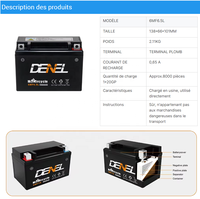 Batterie de démarrage pour moto à grande cylindrée, haute CCA, 12V6.5Ah, sans entretien, pour moto de course et de tourisme