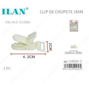 Clip per ciuccio Ilan 2 mm colore crema 3 pezzi per accessorio per l'alimentazione del bambino - Product Image 1