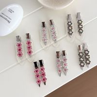 Pince à cheveux transparente faite à la main de style coréen avec strass, petite pince à frange en métal de luxe léger pour femme