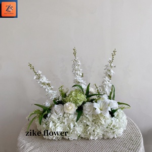 Composizione Floreale Artificiale ZIKE per Cerimonie Nuziali, Orchidea Bianca e Ortensia Verde in Seta per Scenografie di Eventi - Product Image 5