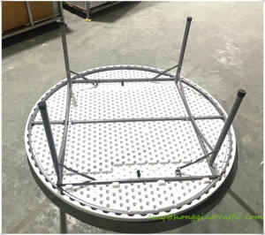 <span class=keywords><strong>Mesa</strong></span> <span class=keywords><strong>redonda</strong></span> plegable de plástico blanco de 180CM y 6 pies, <span class=keywords><strong>mesa</strong></span> de banquete de diseño moderno de 6 pies para fiestas al aire libre, bodas, <span class=keywords><strong>catering</strong></span> y uso en hoteles - Product Image 3