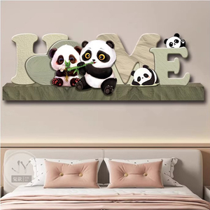 Decorazione per <span class=keywords><strong>Camera</strong></span> da Letto, Panda Cartoon, Dipinto in Porcellana con Cristalli da Appendere al Comodino, Luce LED Luminosa per Camere di Bambini e Bambine - Product Image 5