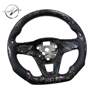 Volante Deportivo de 3 Radios, Perforado, Antideslizante, de Fibra de Carbono Forjada, Color Morado, para Volkswagen Mk8 8.5 Golf Jetta - Product Image 3