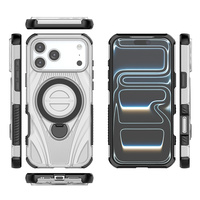Coque de téléphone antichoc translucide magnétique avec anneau rotatif à 360° et protection airbag pour iPhone 17 Pro Max/17 Air/17 Pro/16 Pro – Effet fumé