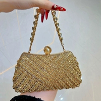 Tas Clutch Berlian Berkilau untuk Wanita, Tas Malam Kristal Mewah, Tas Tangan Pengantin, Dompet Berkilau, Tas Berhiaskan Batu Kristal Multiwarna