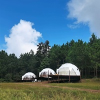 Tente dôme géodésique familiale résistante au vent en PVC pour glamping, camping, hôtel, parc de vacances, hébergement extérieur, tourisme
