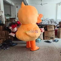 Costume de mascotte gonflable jaune/vert publicitaire, adorable combinaison d'animal de dessin animé, costume de canard gonflable pour enfant en promotion