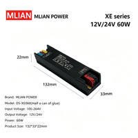 Fuente de Alimentación Conmutada de Voltaje Constante AC-DC 24V 60W, Totalmente Encapsulada, con Protección Múltiple, para Iluminación de Gabinetes e Inundación LED