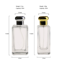 EMO Contenant cosmétique de luxe de haute qualité 30ml 50lm 100ml, emballage carré en verre transparent, flacon vaporisateur de parfum