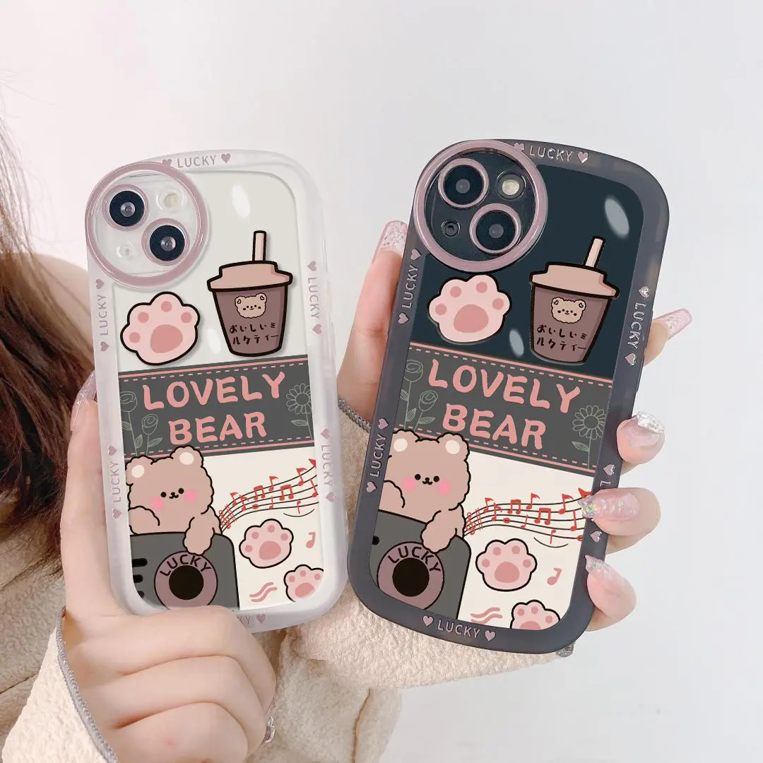 New Designed The Lovely Milk Tea Bear Ins Style Girly Designed Smart Phone Case For iPhone X XS Max 11 12 13 14 Pro Max