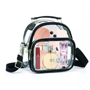 Custom Logo Clear Purse for Women Clear Bag Stadium Approved See Through Transparent Handbag with Front Pocket