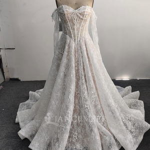 Robe de mariée Jancemebr Lsqx126 coupe <span class=keywords><strong>A</strong></span>-line avec perles, dentelle et cordons, taille basque en dentelle - Product Image 5
