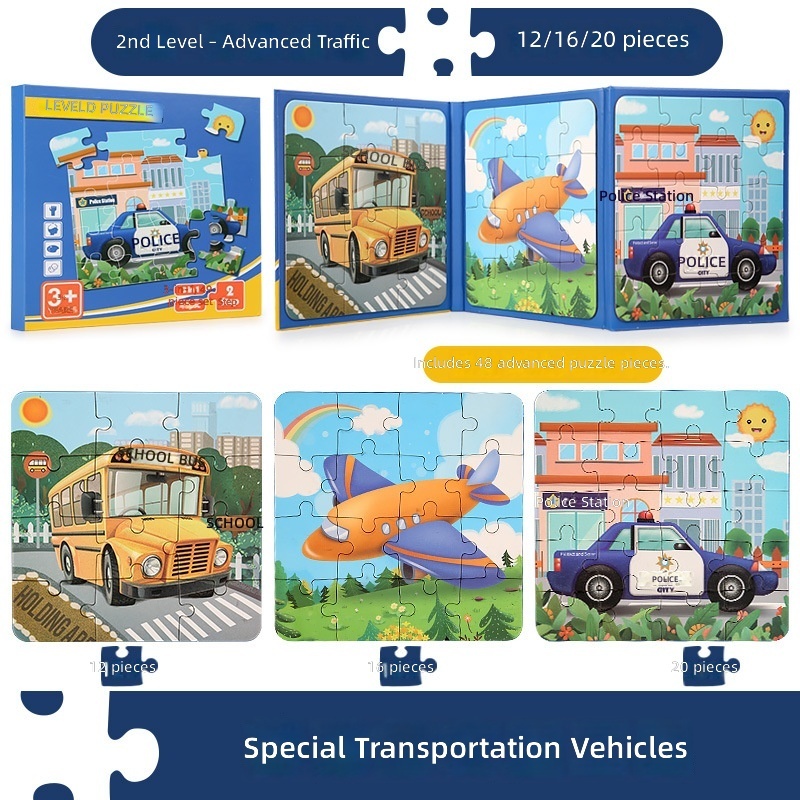 Puzzle magnétique avancé niveau 2 - Thème transport