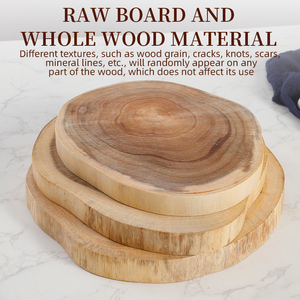 Tabla de Cortar de Madera de Acacia en Corte Crudo de Pieza Entera, Tabla de Pan y Fruta de Forma <span class=keywords><strong>Irregular</strong></span> para Camping y Comedor - Product Image 6