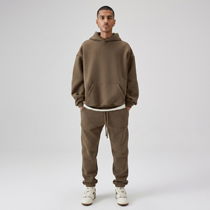 High Quality Cotton French Terry Hoodie Sweatshirt Drop Shoulders Oversized Pullover <b>Hoodies</b> <b>Plain</b> Unisex Custom <b>Hoodies</b> - Product Image 1