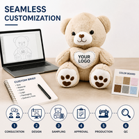 Ours en peluche personnalisé « Happy Every Day », animal en peluche brodé en forme de cœur, jouet doux pour cadeau d'anniversaire, vente en gros OEM ODM en vrac