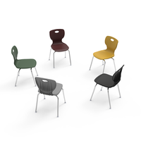 Chaise et table d'école en polypropylène moulé par injection monobloc à quatre pieds avec cadre chromé