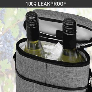 Custom Logo Bottle Carrying Case Wine Travel Bag Insulated Leakproof Wine Cooler Bag - Product Image 4