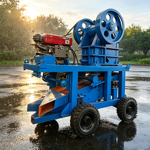 Équipement d'extraction aurifère à petite échelle avec moteur diesel et petit concasseur à mâchoires mobile pour roches - Product Image 4