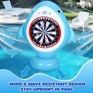 Shark-themed <b>Inflatable</b> Pool Dartboard <b>Game</b> with Sticky Darts - Product Image 3