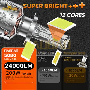 BB2516 400W 50000lm H7 H4 H11 <span class=keywords><strong>LED</strong></span> Đèn Pha Canbus 6500K Siêu Công Suất Cao 12V 9005 9006 H7 H4 H11 Phổ Xe Đèn Pha - Product Image 2