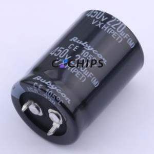 ตัวเก็บประจุแบบอิเล็กโทรไลต์อะลูมิเนียมแบบ Snap-in รุ่น 450VXH220MEFCSN25X35 ชนิด Through hole (THT) ขนาด D25xL35 มม. 220uF 20% 450V 10 มม. - Product Image 1