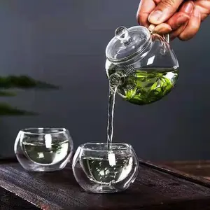 Venda quente Criativo Chá Pot Alto Borosilicato De Vidro com Tampa Pequena Fervendo Chá Pot 150ml