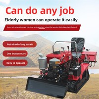 Micro-motoculteur agricole multifonctionnel, petit modèle domestique, pour le labourage, le semis et le creusement de tranchées, de type chenillé, à double usage