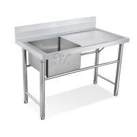 Table d'évier moderne d'hôtel Évier en acier inoxydable 304 Table de cuisine de l'école maternelle avec évier