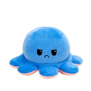 Face change giant octopus doll Throw pillow angry double flip head peluche regalo di compleanno